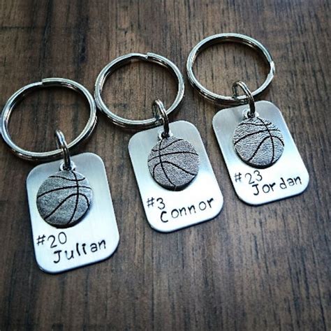 Hand Stamped Personalized Basketball Keychain Basketball Etsy