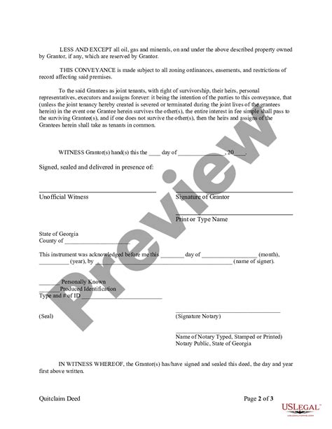 Georgia Quitclaim Deed From Individual To Two Individuals In Joint