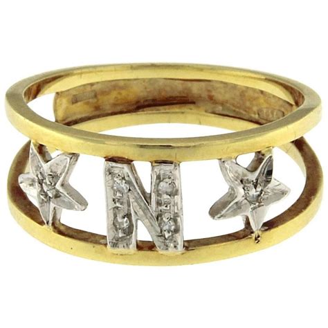 Ring With Letter N And Stars For Sale At 1stdibs
