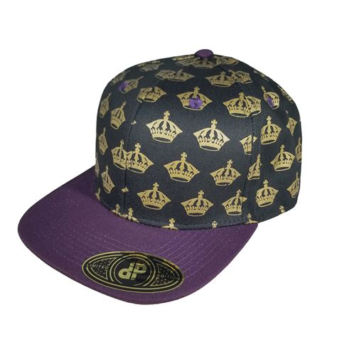 Blank Hat Snapback Flatbill Royal Crown Purple Bill Double Portion