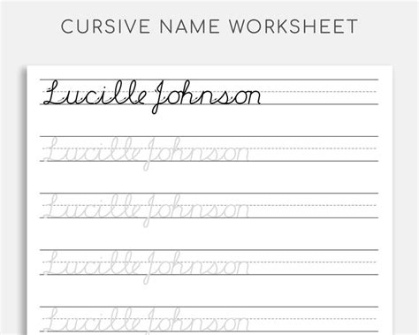 Cursive Name Tracing Sheet Cursive Name Writing Cursive Name