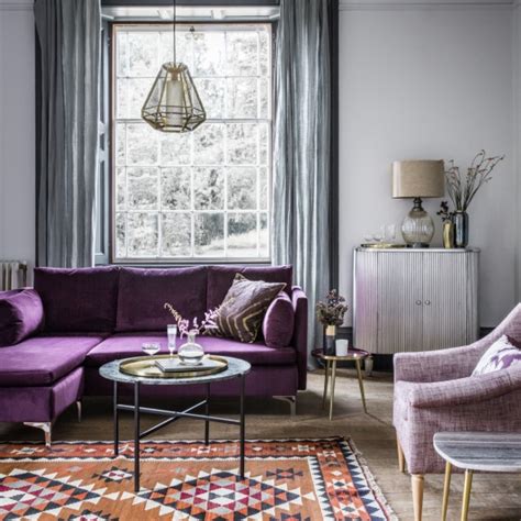 You're gonna need to read the whole article. Room Reveal: Purple and grey living room - Sophie Robinson