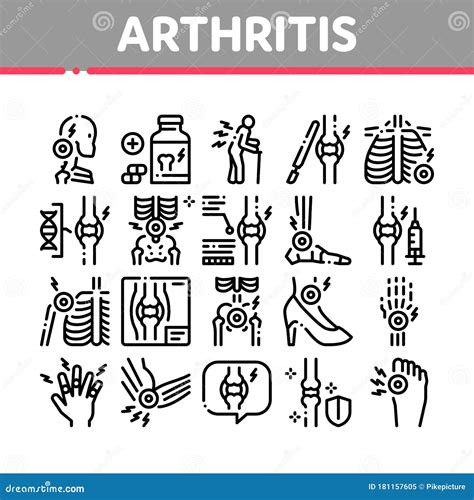 Arthritis Disease Collection Icons Set Vector Stock Vector Illustration Of Bone Graphic