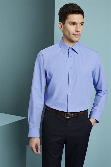 Mens Long Sleeve Polycotton Business Shirt Blue Ms2980 Simon Jersey