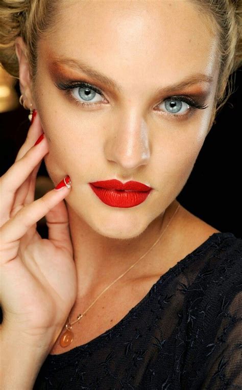 Candice Candice Swanepoel Face Red Eyeshadow Red Lips