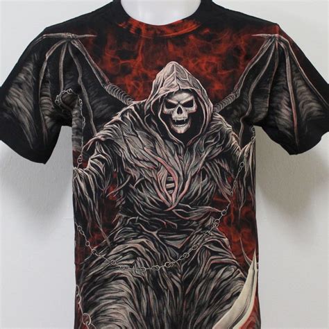 Grim Reaper Skull Tattoo Rock Eagle Discharge T Shirt G23