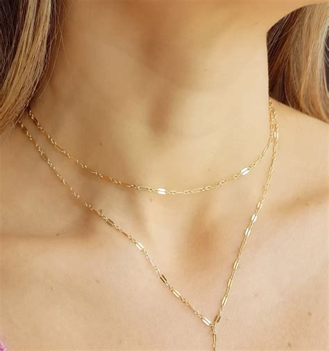 Dainty Gold Choker Necklace Lace Sequin Chain Etsy