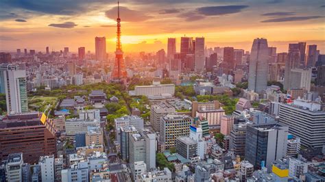 Download 1920x1080 Wallpaper Tokyo City Sunset Buildings Aerial View
