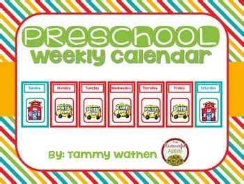 preschool weekly calendar   resourceful apple tpt