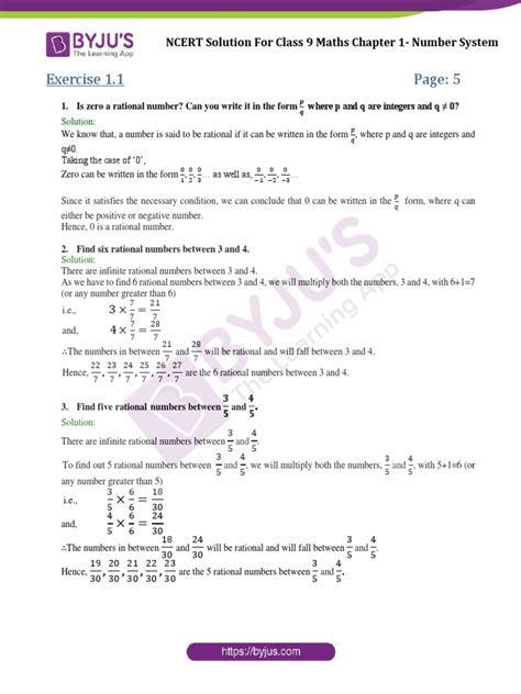 Ncert Solutions For Cbse Class 9 Maths Chapter 1 Number System Pdf Numbers Integer