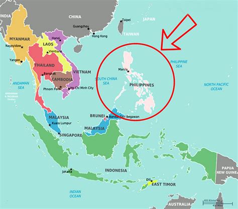 The Philippines Location In The World In Asia And In South East Asia