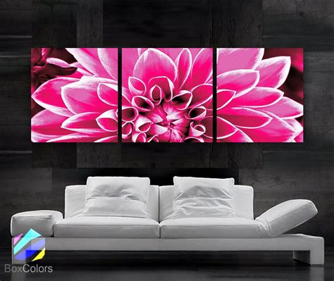 Large 20x 60 3 Panels Art Canvas Print Flower Summer Pink Purple