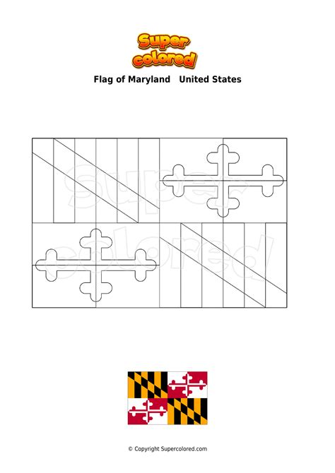 Coloring Page Flag Of Maryland United States