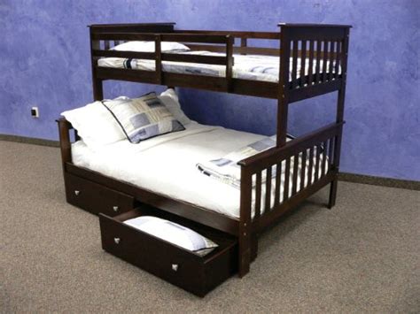 Twin Over Full Mission Bunk Bed With Drawers In Cappuccino Tisurums