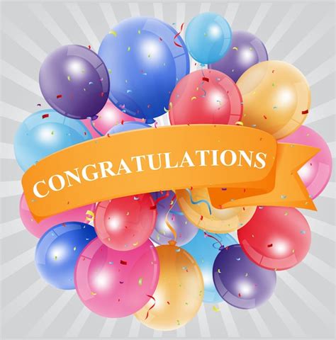 Congratulations Celebration With Balloon Premium Vector