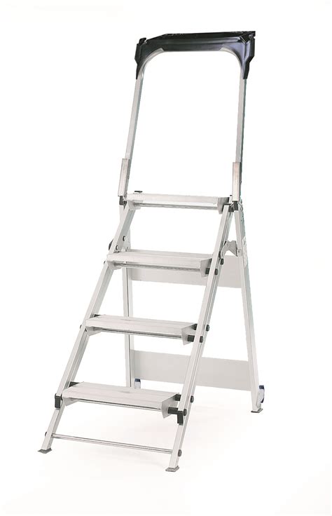 Easy Slope Aluminium Folding Leader Ladders 4 Tread With Ribbed