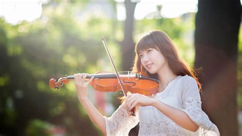 Girl Playing The Violin Hd Desktop Wallpaper Widescreen High