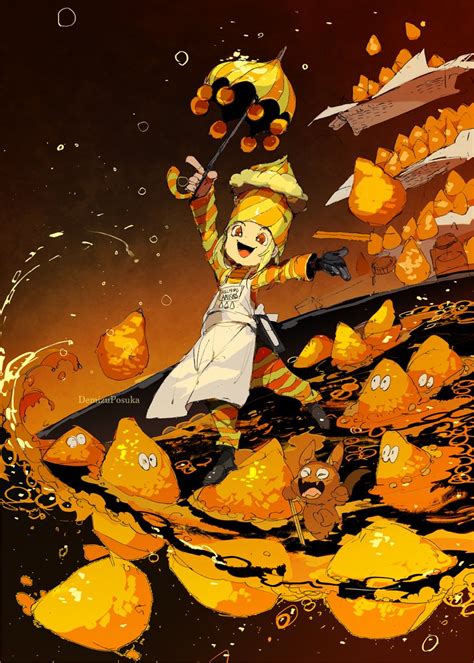 Demizu Posuka Original 1girl Apron Arms Up Artist Name Black Gloves Blonde Hair Cat