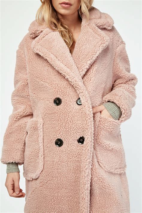 Dusty Pink Teddy Fur Coat Just 51