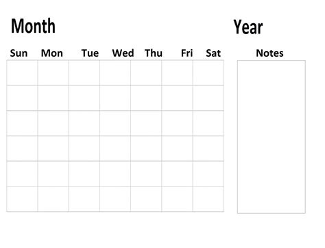 Blank Calendar With Notes Calendar Printable Free
