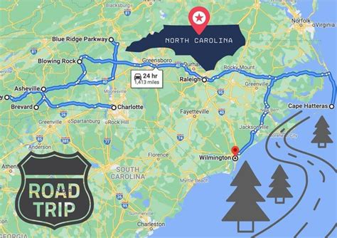 The Road Trip Map For North Carolina