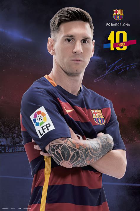 Fc Barcelona Sports Poster Print Lionel Messi 10 Tattoo 2015