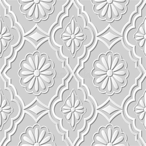 Vector Damask Seamless 3d Paper Art Pattern Background 127 Daisy Round