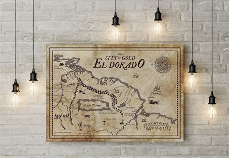Map Of El Dorado Lost City Of Gold Vintage Style Adventure Etsy