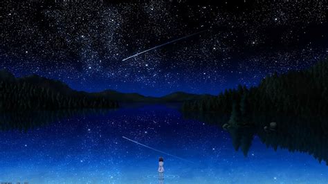 Anime Night Sky Stars Lake Landscape Scenery 4k 141 Wallpaper
