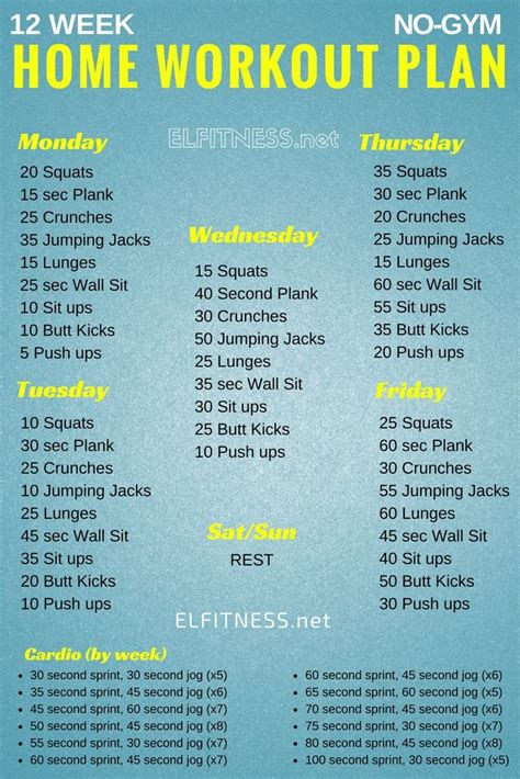 As you can see, this workout ends each week with a tough routine, but that's okay because you get the weekend to rest and recuperate! Pin on Work outs