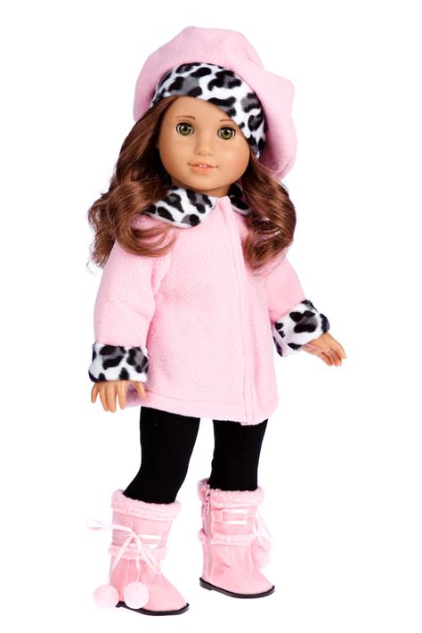 Elegance Clothes For 18 Inch American Girl Doll Fleece Coat Beret