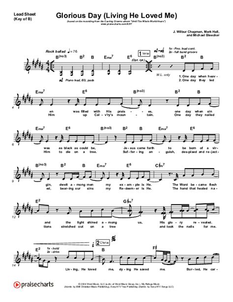 Glorious Day Living He Loved Me Sheet Music Pdf Casting Crowns