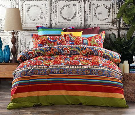 Chic blue and purple bohemian bedding with comforter, 2 shams, 1 flat sheet, 1 fitted sheet, 2 pillowcases, a decorative pillow and a bonus matching sleep mask. Boho Chic Bedding Sets, Bohemian Style Bedding are Comfy ...