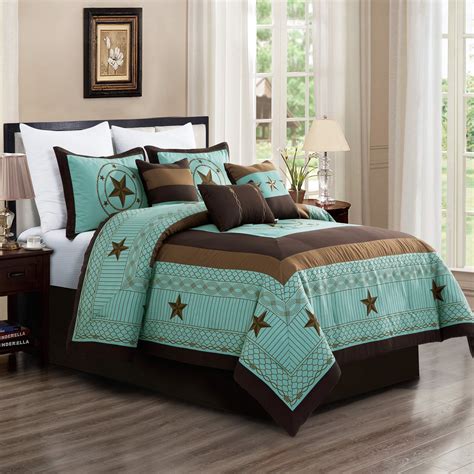7 Piece Bedding Comforter Set Luxury Bed In A Bag Cal King Size Teal