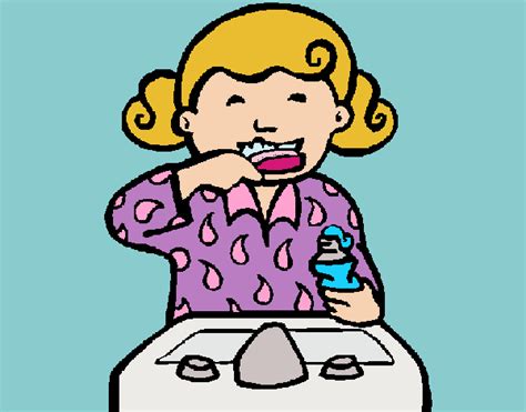 Desenho De Menina A Lavar Os Dentes Pintado E Colorido Por Craudia O Dia De Fevereiro Do