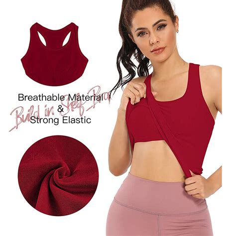 Tank Tops For Women With Built In Bra Racerback Workout Tops Slim Fit Undershirt Ebay
