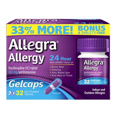 allegra® allergy non drowsy gel coated tablets 180 mg 32ct