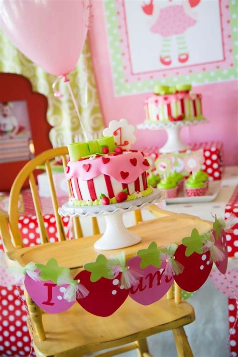 Strawberry Shortcake Themed First Birthday Party Ideas Decor Cake