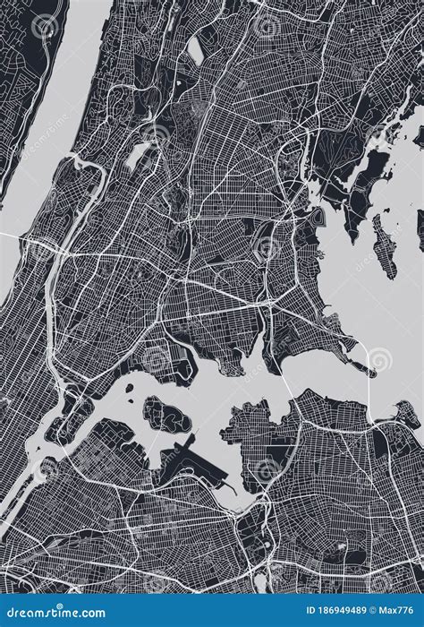 Detailed Borough Map Of Queens New York City Vector Poster Or Postcard