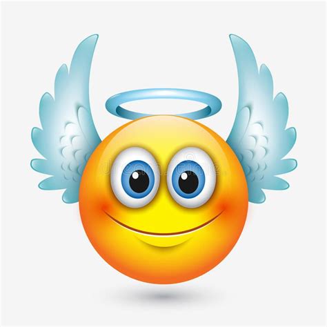 Cute Angel Emoticon With Wings Emoji Smiley Vector Illustration