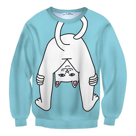 Mens Fashion 3d Ass Cat Winter Sweatshirts Printing Couples Dress And