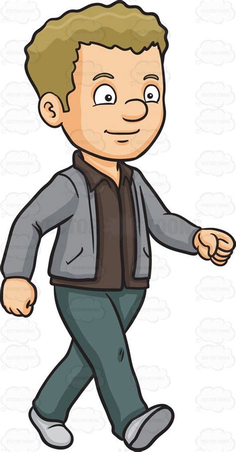 A Contented Man Walking To His Place Cartoon Clipart