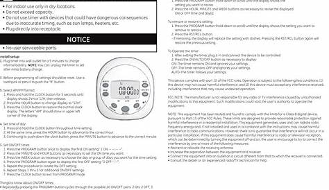 Ge Appliances 15150 15154 7Day Digital Timer Owners Manual 15150_15154