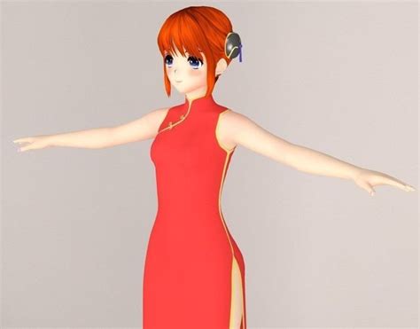 T Pose Nonriged Model Of Kagura Anime Girl 3d Model Cgtrader