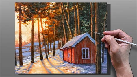 Acrylic Painting Snowy Sunset Landscape Correa Art YouTube