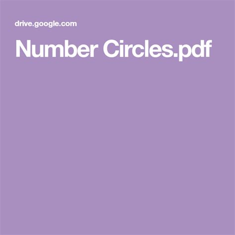 Number Circlespdf Numbers Teaching First Grade