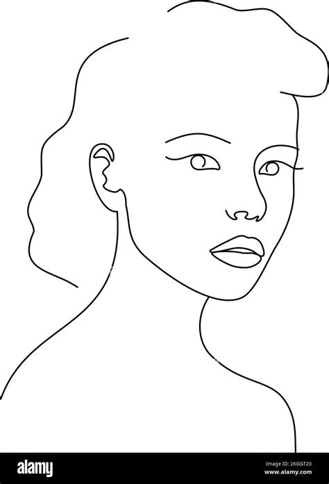 beautiful girl line art vector portrait abstract face beauty minimalism and simplicity stock