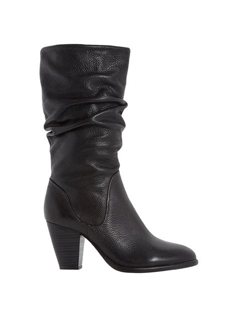 Dune Rossy Slouch Calf Boots Black At John Lewis And Partners