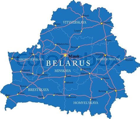 Highly Detailed Vector Map Of Belarus Stock Vector Colourbox