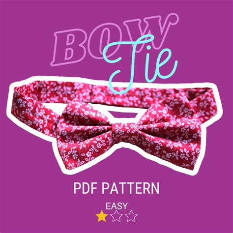 Easy Bow Tie Pdf Sewing Pattern Mens Womens Unisex Etsy
